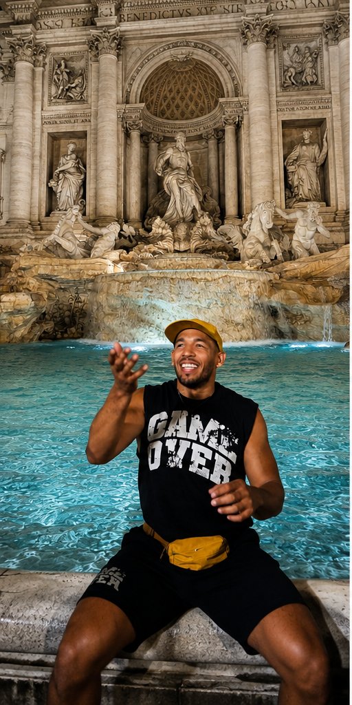 Eric Davis at the Trevi Fountain in Rome